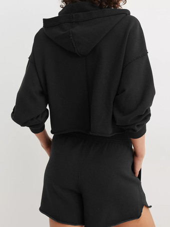 レディースカジュアルパーカー Vネック ドロップショルダー 春クロップトップス 2025