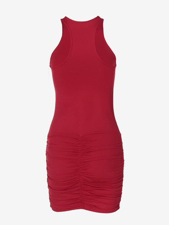 リボン付きボディコンドレス ノースリーブ ジュエルネック セクシークラブミニドレス レディース 2026