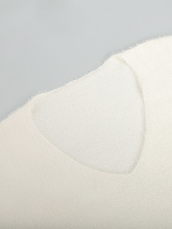 ニットツーピースコーデセット フェイクミンクファー ドロップショルダー Vネック トップス＆ロングスカート レディース 2025