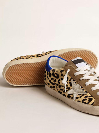 Leopard Skate Sneakers Women Suede Faux Fur Patchwork Lace Up Sneakers