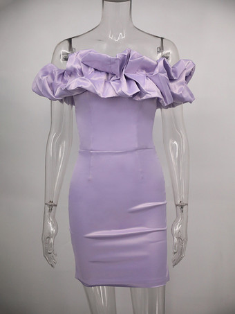 シックなカップケーキドレス ストラップレス スリット バースデーパーティー ミニドレス