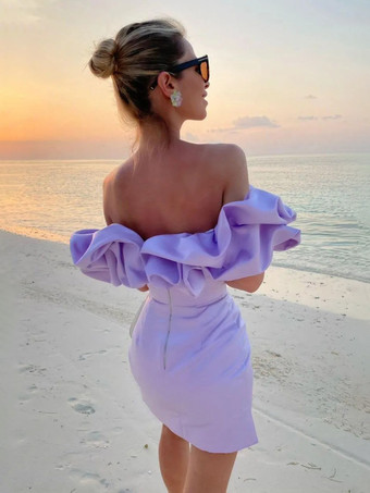 シックなカップケーキドレス ストラップレス スリット バースデーパーティー ミニドレス