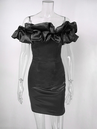 シックなカップケーキドレス ストラップレス スリット バースデーパーティー ミニドレス