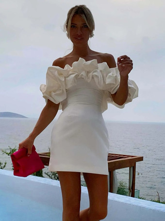 シックなカップケーキドレス ストラップレス スリット バースデーパーティー ミニドレス