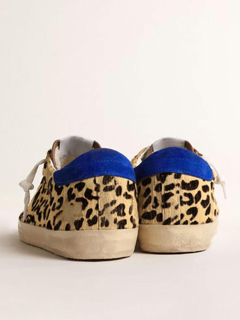 Leopard Skate Sneakers Women Suede Faux Fur Patchwork Lace Up Sneakers