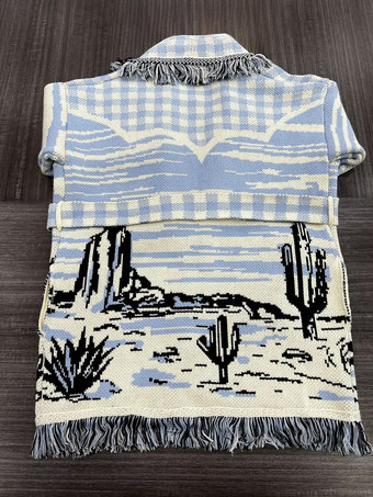 ジャカード カーディガン タッセル トリム ベルト付き 自然にインスパイアされたボヘミアン セーター