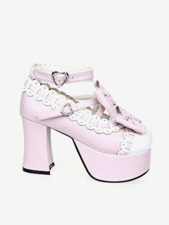 ロリータ靴　ライトピンク　9.5cm　リボン　