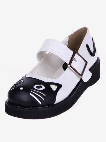 Sweet Lolita Shoes Cute Cat Round Toe PU Platform Shoes Lolitashow