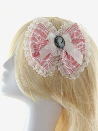 Braccialetto Lolita steampunk bronza con blocchi di colore pizzo accessori  Tea party bracialetti in lega d'acciaio 