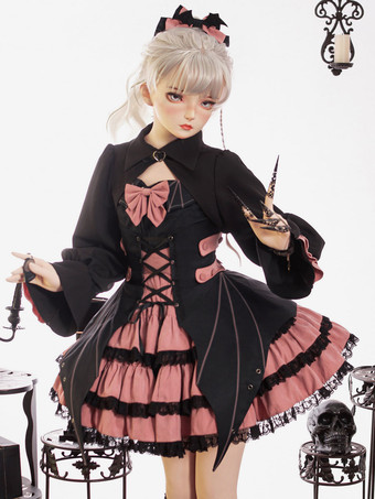 ゴスロリ ドレス リボン レース ピンク ピンク