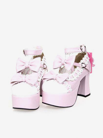 ロリータ靴　ライトピンク　9.5cm　リボン　