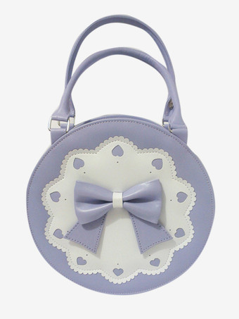 パープル ロリィタバッグ スウィート ハンドバッグ PU リボン柄 カジュアル ブラック