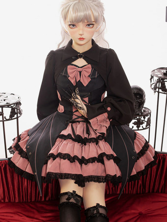 ゴスロリ ドレス リボン レース ピンク ピンク