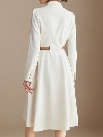 ブレザー ドレス ラペル ベルト付き 長袖 膝丈 ビジネス カジュアル ドレス