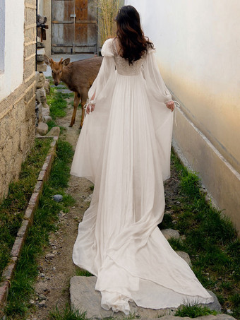 ブライダル パジャマ ホワイト レース パジャマ 2ピース Vネック 長袖 ランジェリー