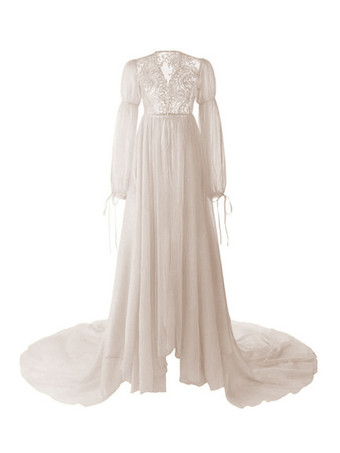 ブライダル パジャマ ホワイト レース パジャマ 2ピース Vネック 長袖 ランジェリー