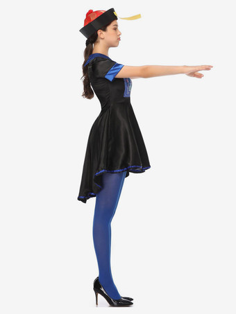 女性のためのハロウィーンの中国のゾンビコスチュームブラックブルーポリエステル服帽子ホリデーコスチュームフルセット