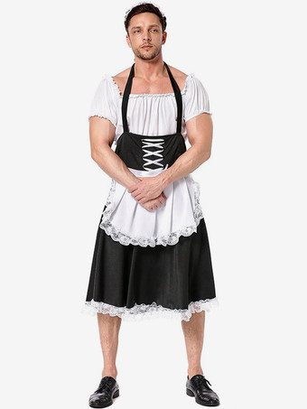 ホワイト メンズ ホワイト フレンチメイド コスチューム 面白いドレス ポリエステル ホリデー カーニバル コスチューム