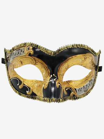 Masque De Carnaval Pour Adultes Accessoires De Costumes Cosplay Vintage De Mascarade En Plastique Noir Or Déguisement