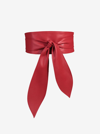 レッド レディースファッションベルトリゾートウェアサッシュ無地