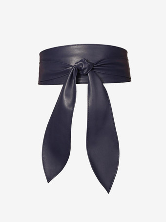 ダークネイビーレディースファッションベルトリゾートウェアサッシュ無地