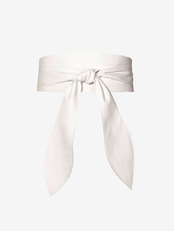 ホワイト レディースファッションベルトリゾートウェアサッシュ無地