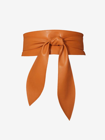 ライトブラウンレディースファッションベルトリゾートウェアサッシュ無地