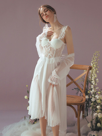 ホワイト ベビードール ランジェリー 女性 ベビードール ホワイト バックレス ポリエステル セクシー