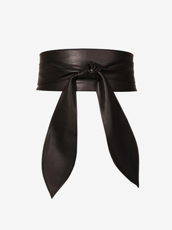 ブラック レディースファッションベルトリゾートウェアサッシュ無地