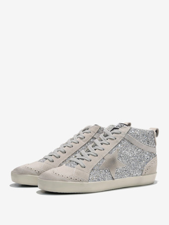 Baskets Femmes À Bout Rond Argenté Chaussures À Lacet Étoile Décontractées Plates