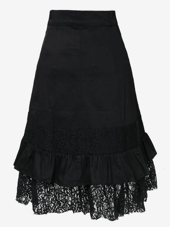 Costume Gothique 2025 Noir Métallique Boutons Plissé Coton Jupe Femmes Rétro Déguisements Halloween