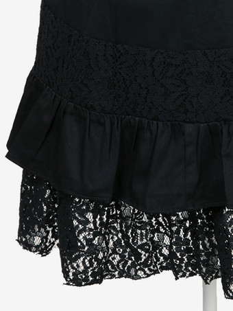 Costume Gothique 2025 Noir Métallique Boutons Plissé Coton Jupe Femmes Rétro Déguisements Halloween