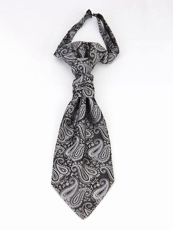 ライトグレー 人のための黒のヴィンテージネクタイ貴族レトロコスチュームハロウィン