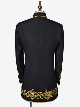 メンズレトロ衣装　コスチューム　ブラック　長袖　貴族風　制服用ラシャ　大人用　コート&クラバット&チョッキ　 ハロウィン