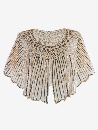 シャンパンカラー1920年代のグレートギャツビーアクセサリースパンコールフラッパーケープコートシャンパンレトロ衣装アクセサリー