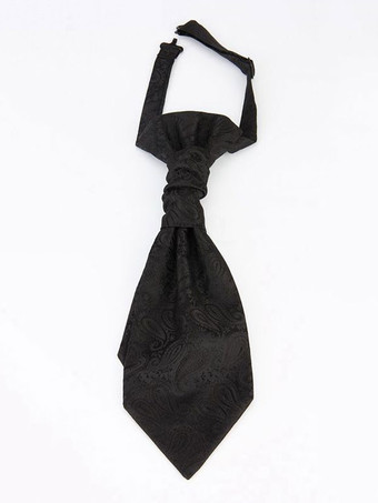ブラック 人のための黒のヴィンテージネクタイ貴族レトロコスチュームハロウィン