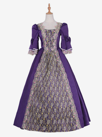 中世 ドレス 女性用 プリンセス 貴族ドレス パープル ロココ調 マルディグラ レトロ ヨーロッパ 宮廷風 中世 ドレス・貴族ドレス