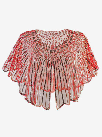 レッド 1920年代のグレートギャツビーアクセサリースパンコールフラッパーケープコートシャンパンレトロ衣装アクセサリー