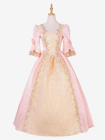 ピンク中世 ドレス 女性用 プリンセス 貴族ドレス パープル ロココ調 マルディグラ レトロ ヨーロッパ 宮廷風 中世 ドレス・貴族ドレス