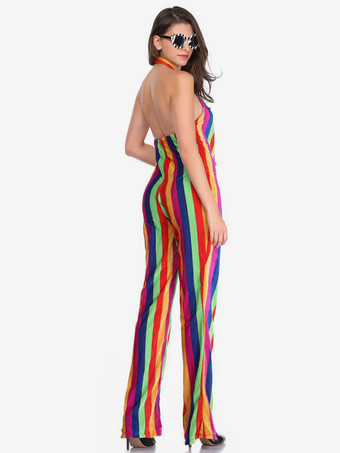 Combinaison Vintage Arc-en-Ciel Années 1970 Costume Hippies Déguisements Halloween Cosplay Rétro Déguisement Années 80