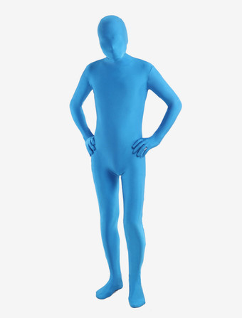 全身タイツ　ブルー　ユニセックス　大人用　ボディスーツ　無地　ライクラ・スパンデックス　フルボディ　 ハロウィン