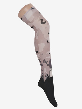 ハロウィン女性ニーハイソックスゴーストバットコスプレコスチューム