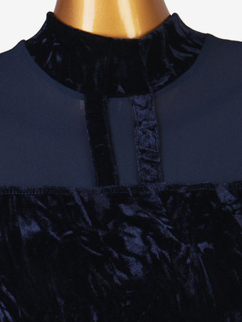 社交ダンスコスチュームインクブルー女性のライクラスパンデックスドレスダンスウェア