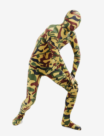 カモフラージ全身タイツ パターニング全身タイツ　マルチカラー　カモフラージュ柄　フルボディ　ライクラ・スパンデックス　大人用　ユニセックス　 ハロウィン