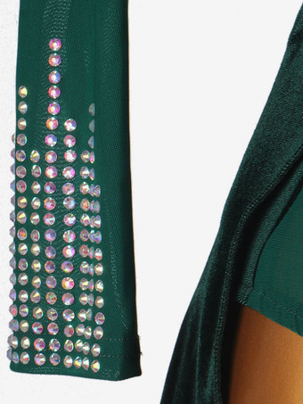 ラテンダンスドレスダークグリーンレディースライクラスパンデックスドレスラテンダンサーダンスウェア