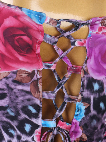 社交ダンスの衣装パープル女性のライクラスパンデックスセットトップダンスドレス