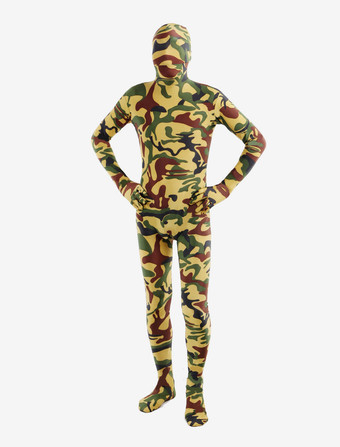 カモフラージ全身タイツ パターニング全身タイツ　マルチカラー　カモフラージュ柄　フルボディ　ライクラ・スパンデックス　大人用　ユニセックス　 ハロウィン