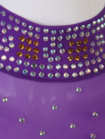 社交ダンスの衣装パープル女性のライクラスパンデックスセットダンスドレス