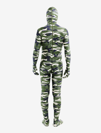 カモフラージ全身タイツ 全身タイツ，迷彩柄　コスチューム　ホワイト　開口部のない全身タイツ　ユニセックス　大人用 ハロウィン