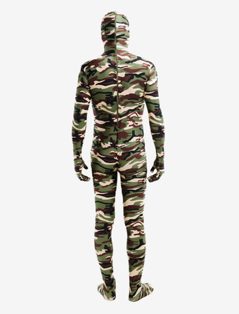 カモフラージ全身タイツ 全身タイツ　迷彩柄　コスチューム　開口部のない全身タイツ　ユニセックス　大人用 ハロウィン